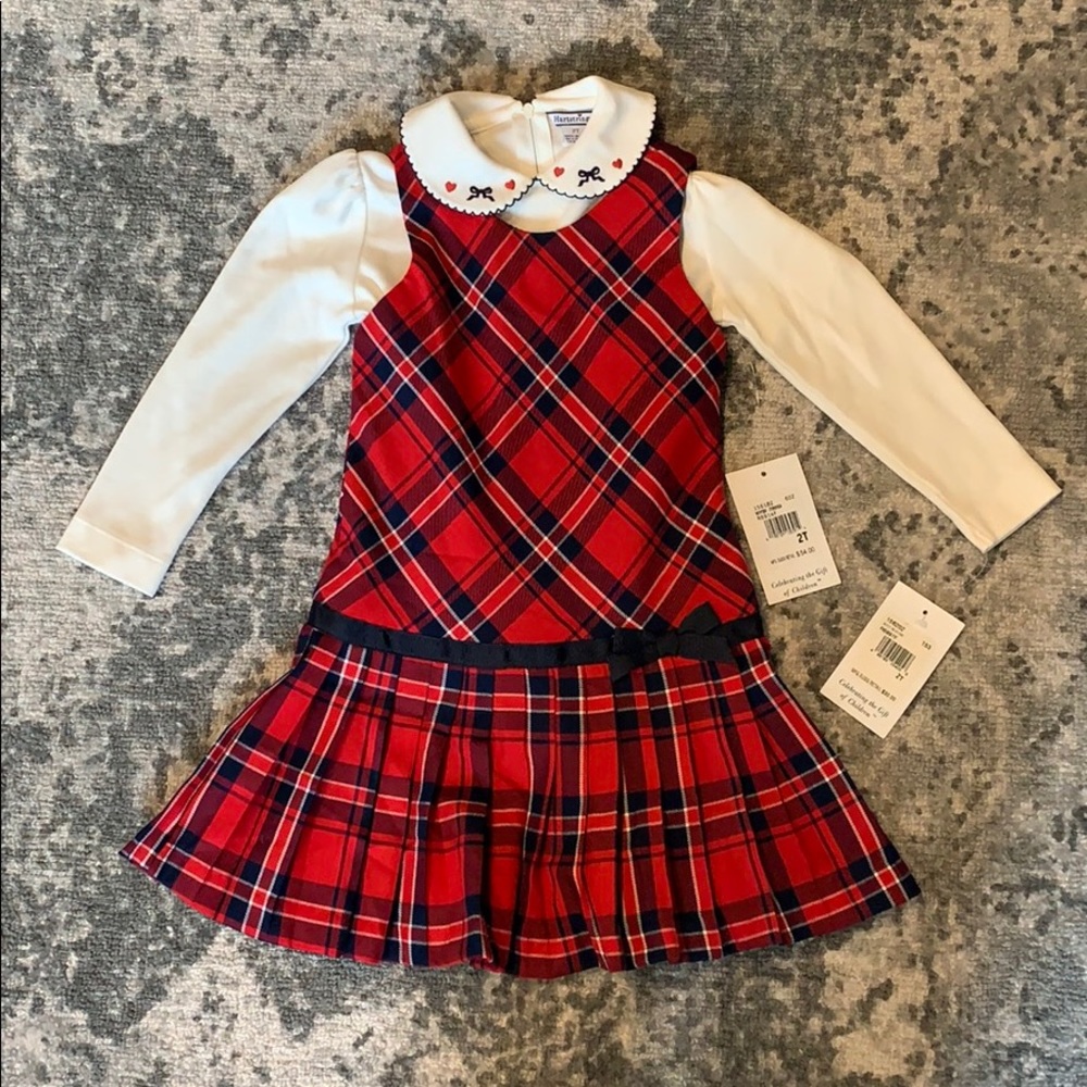 Heartstrings Plaid Dress with Matching Shirt 2T